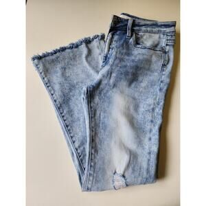 Petra 153 Jeans Distressed Flare Stretch Frayed Hem Womens 11/29 Light Wash Blue